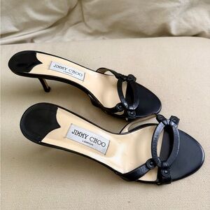 Jimmy Choo Calder Vintage 90's Black Open Toe Slides Mules Size 38/8